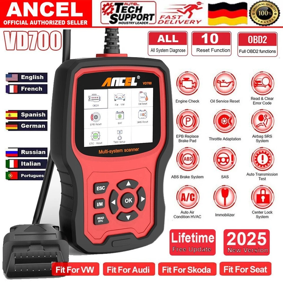 2025 Ancel VD700 Pro Profi KFZ Diagnosegerät Auto OBD2 Scanner EPB DPF Für VAG - Bild 2 von 4