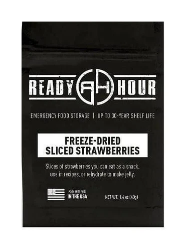 Freeze-Dried Strawberries Single Pouch 30-Year Shelf-Life 8 Serv Emergency Food