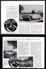 Lot de 2 PEUGEOT 402 B 1939 vintage tirage original article impression essai routier