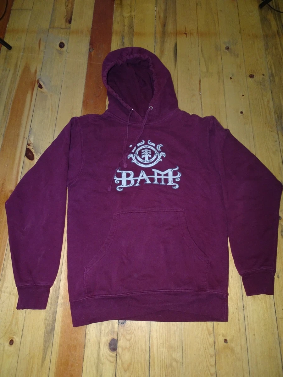 BAM sweatshirt Small hoodie element skateboard skate margera cky vtg Maroon  | eBay