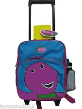 Barney Small Rolling Backpack 12" x 10" ( TURQUOISE/FUSHIA ) + BONUS Clip-On