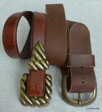 2 Brown Leather Vintage belts:J.G.HOOK 1995 Buckle Belt wide Soft Leather Belt