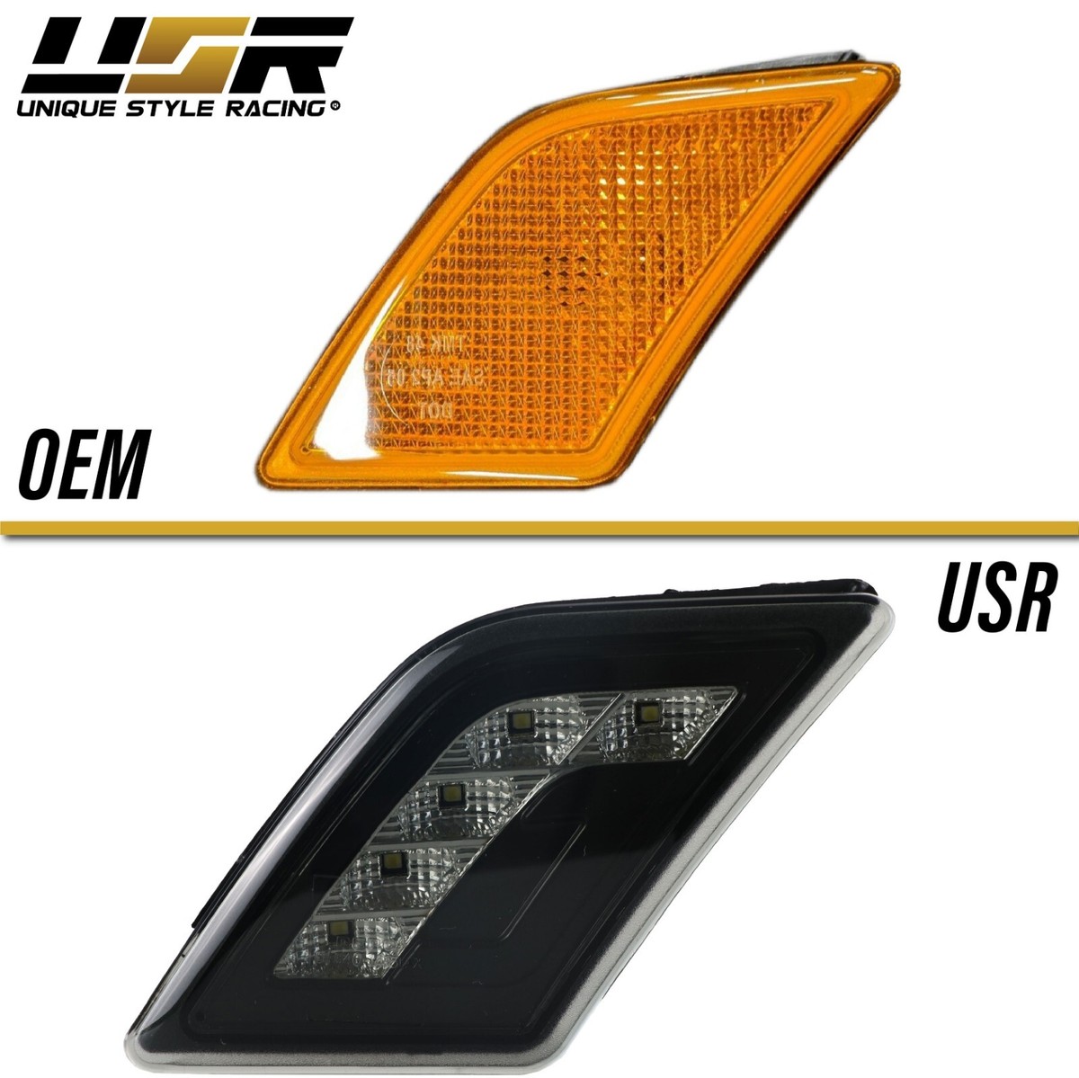 Pair Of White LED Smoke Bumper Side Marker Lights For 2012-2014 Mercedes C-Class W204