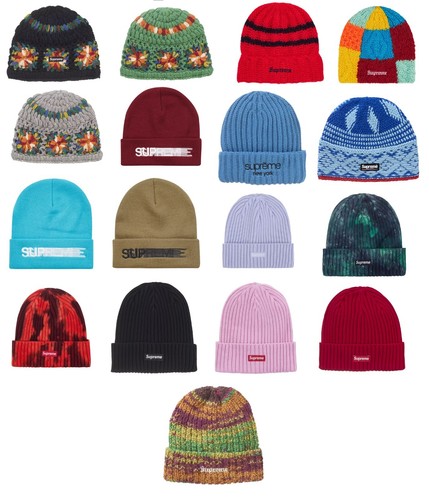 Supreme Motion Logo Block Knit Brushed Stripe Crochet Overdyed Space Dry Beanie