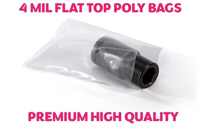 100 Pack Multiple Sizes Clear Poly Bags 4Mil Flat Open Top Plastic Packaging