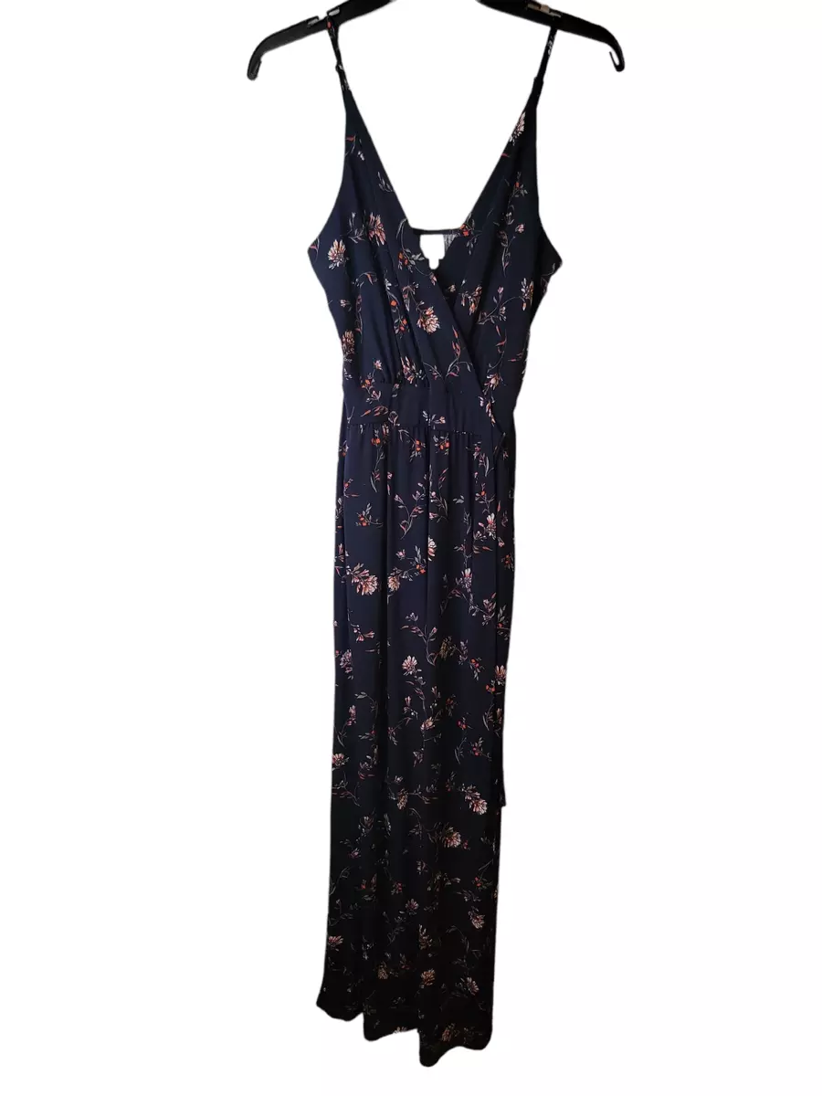 KALEIGH Size Medium Womens Jumpsuit Black Floral Sleeveless Knit