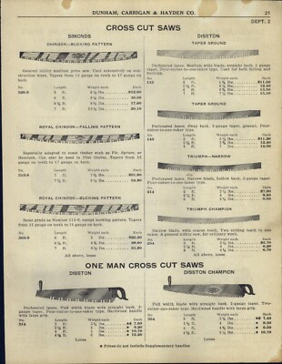 1948 PAPER AD One Two 1 2 Man Cross Cut Saw Disston Champion Simonds 