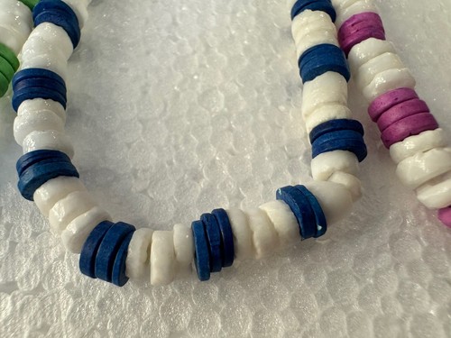 4 Puka Shell Chip Anklet Set Pink Green Blue Purple Stretch - Picture 4 of 7