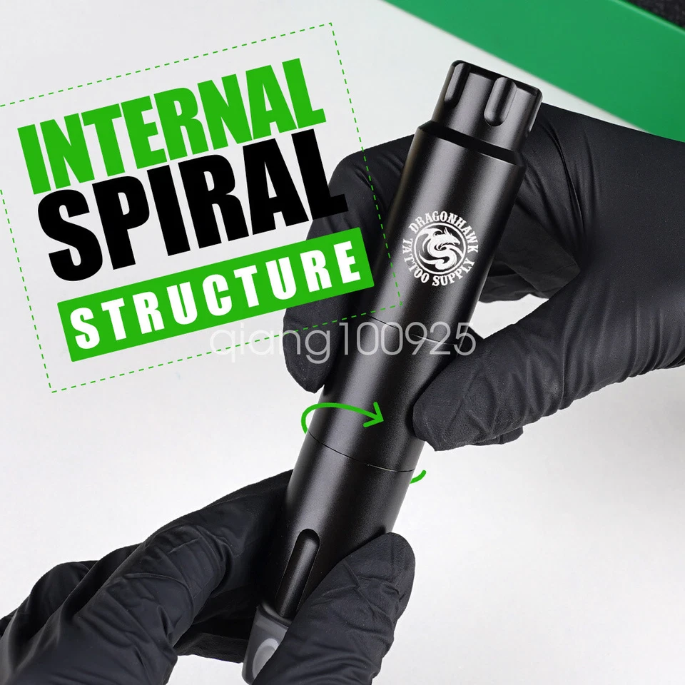 Kit de tatuaje inalámbrico Dragonhawk máquina de bolígrafo rotativo cartuchos de batería agujas tinta Foto 4 de 4