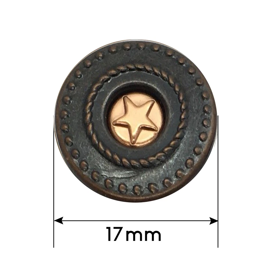 Jean Buttons No Sew Instant Buttons Replacement Hammer On Metal Studs 17mm - Image 3 of 4