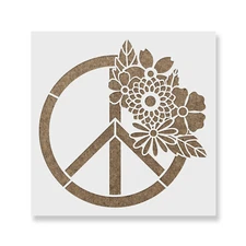 Floral Peace Sign Stencil - Reusable Mylar Stencils for Painting