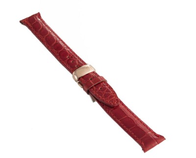 LOCMAN Men's 17mm Red Alligator Leather Watch Band Strap W/ Rose Gold Buckle