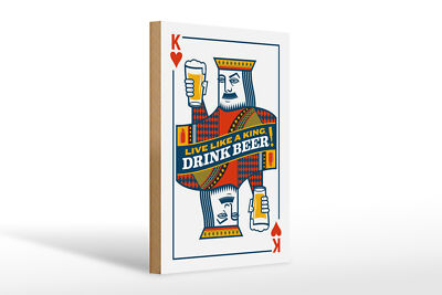 Holzschild Spruch 20x30 cm Bier König drink Beer King Deko Schild wooden sign