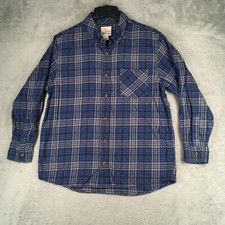 Field  Stream Shirt Mens Large Blue Plaid Flannel Button Down Outdoors Woods