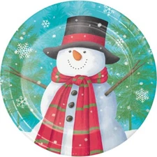 Smiling Snowman Friends Paper 8 Ct Dessert Cake 7 in Plates