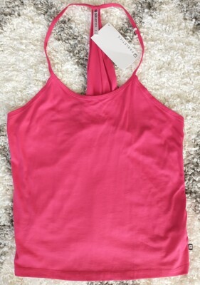 Fabletics Neema Tank Pink Womens Size Medium Halter Neck Style Open Back NWT