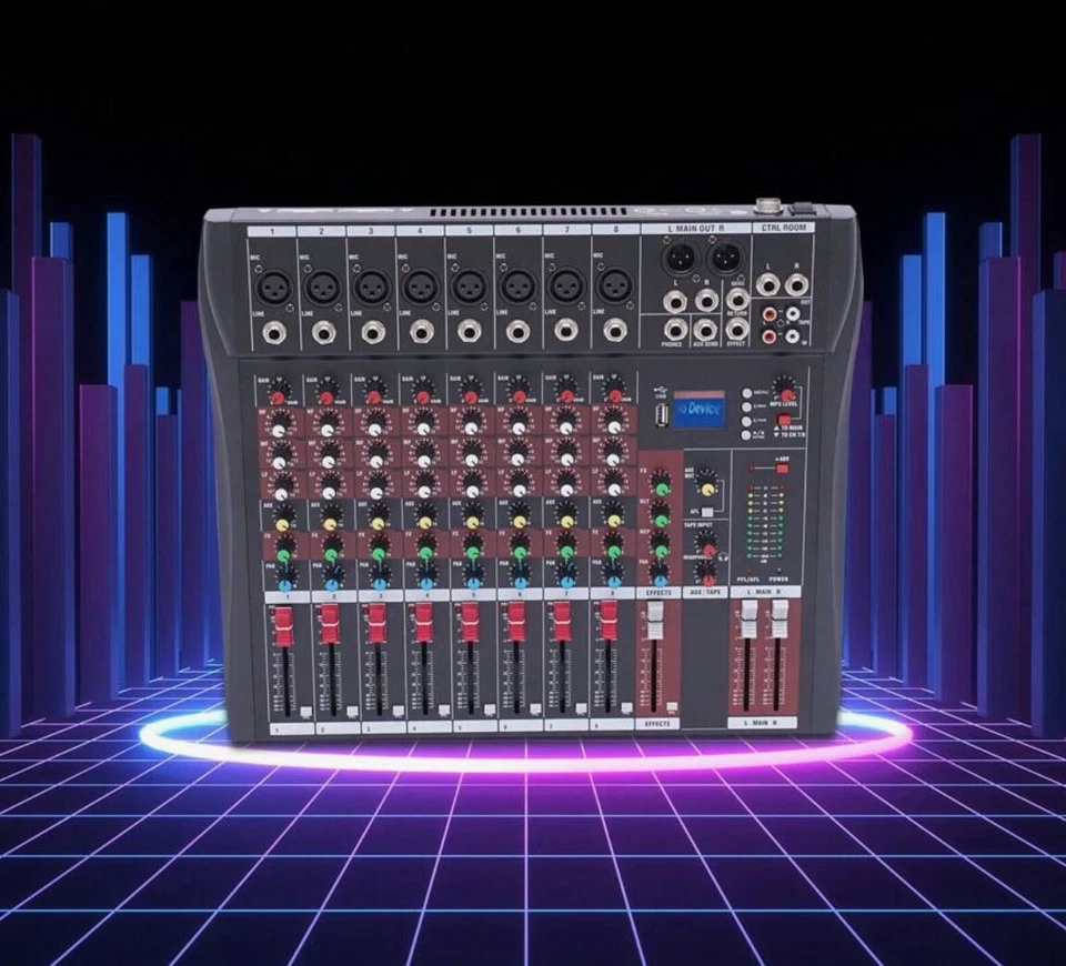 8 Channel Professional Audio Mixer Sound Board Console Desk System Interface UK - Image 2 of 4