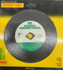 QTY 1 IRWIN/HANSON 12642 MASONRY 7" ABRASIVE WHEEL 5/8 ARBOR ADAPTER MADE IN USA