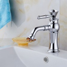 Chrome Bathroom Basin Faucet Single Diamond Handle Deck Mounted Mixer Vanity Tap