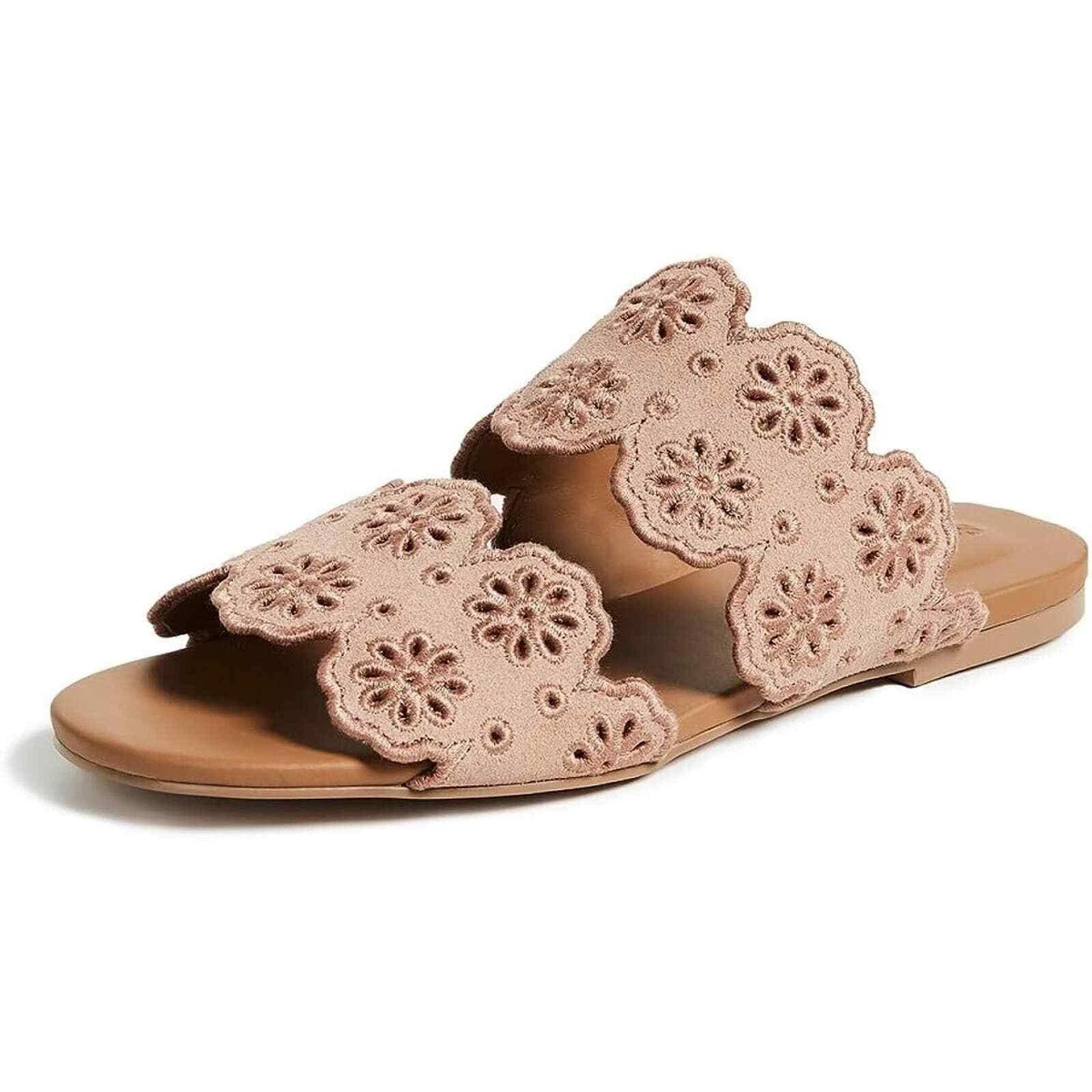 See By Chloe Valentina Laser Cut Out Sandals Two Band Slides Size