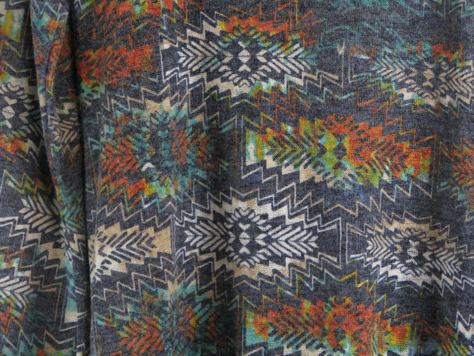 Bebop Blue Southwestern Print Knit Dress Lined Size M Long Sleeve Tassel - Image 3 of 4