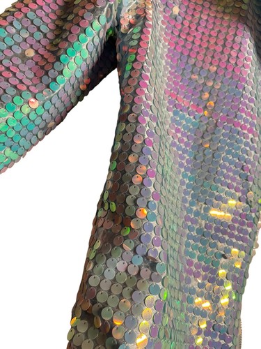 Disney Frozen II 2 Elsa Iridescent Sequin Moto Jacket XL 14/16 - Picture 4 of 10