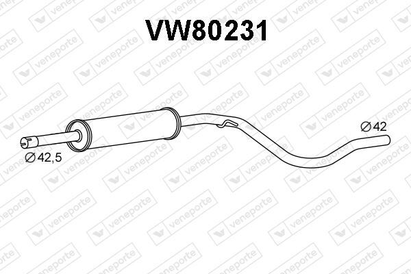 Silencieux intermédiaire VW Caddy 2 pour moteurs 1.9 SDI et 1.4 essence