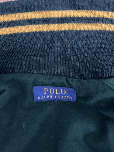 Chaqueta Universitaria Polo Ralph Lauren Grande Letterman Cuero RRL Rugby Verde Tigre - Imagen 5 de 12