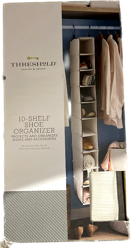 Threshold 10-Shelf Hanging Shoe Organizer in Yarn-Dyed Beige Fabric-image