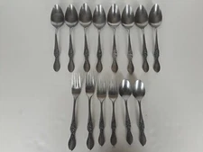 Lot 14 Vtg Forks Spoons COSMOS Stainless CSM42 Flatware Plantation Rose MCM