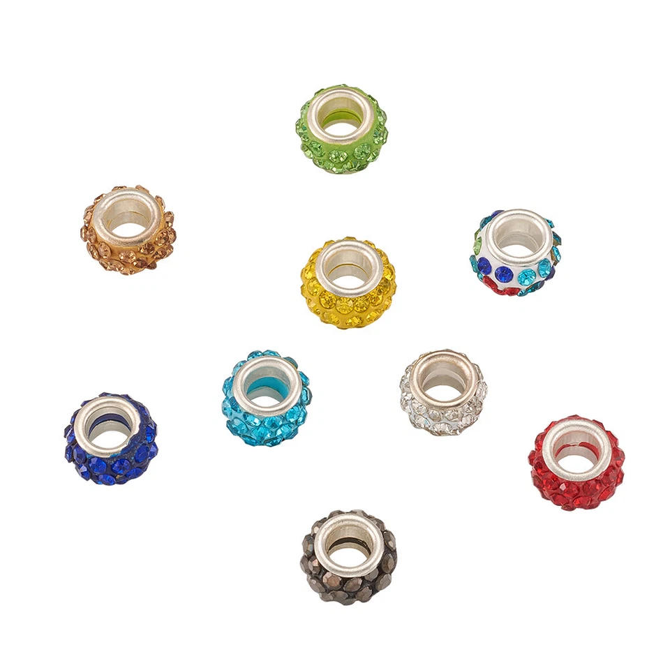 100x Núcleos de Latón Arcilla Polimérica Estrás Gran Agujero Cuentas Europeas 10~12x7~8mm Foto 4 de 4