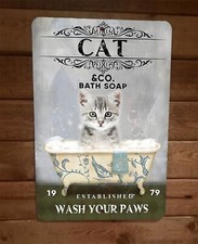 the Kitty Cat Bath Soap Kitten 8x12 Metal Wall Sign Animal Poster