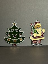 Vintage Santa Claus Christmas Tree Suncatcher Hanging Window Decorations 1970's
