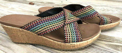 Skechers Sz 10 Luxe Foam Beverlee Delighted Multi-Color Wedge Heel Sandals