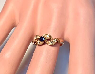 Bague Or 18 Carats - Saphirs Et Diamants 0,12 Ct - 2,68g Taille 53 - Occasion