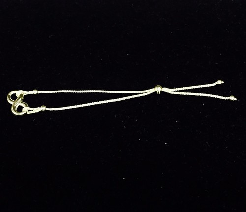 14k Yellow Gold 9.25" Friendship Bolo Bracelet w/ ANCHOR-Adjustable slide clasp - Picture 5 of 8