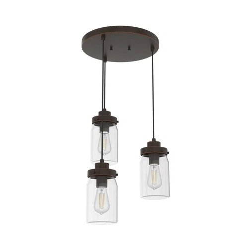 Hunter Devon Park 3 Light Cluster Round Ceiling Light Fixture Rustic Farmhouse - Picture 1 of 3