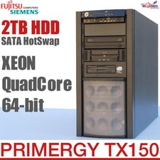 64-BIT QUADCORE PROFI SERVER FSC PRIMERGY TX150 S6 RAID HOTSWAP 2TB HDD TAPE OK!