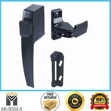Push Button Screen Storm Door Latch Handle Set Night Lock Lever Metal Door Black