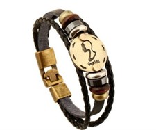 Bracciale Zodiaco simil cuoio- Segno GEMELLI ♊️ - Braccialetto zodiacale Unisex
