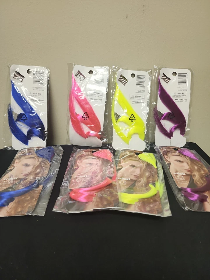 Lote de 8 Scunci Hot Streaks Clip en cabello sintético 18" 4 colores diferentes 2 de cada uno Foto 2 de 4