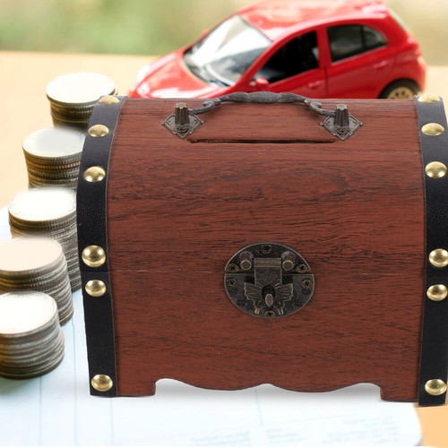 2 Pack Retro Money Bank Child Treasure Chest with Lock Jewelry Container - 第 10/12 張圖片