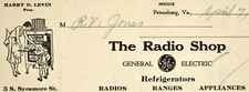 1932 The Radio Shop General Electric Billhead Petersburg VA