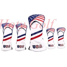 USA Flag Golf Wood Head Cover For Golf Driver Fairway Hybrid UT FW COVER 1 3 5UT