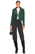 Understated Leather Runaway Jacket Bud Green Biker Moto Jacket Casual Boho Sz S