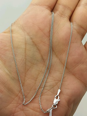 14 Karat Weißgold Runde Weizen Halskette Anhänger Kette 20 Zoll 1,0 mm 