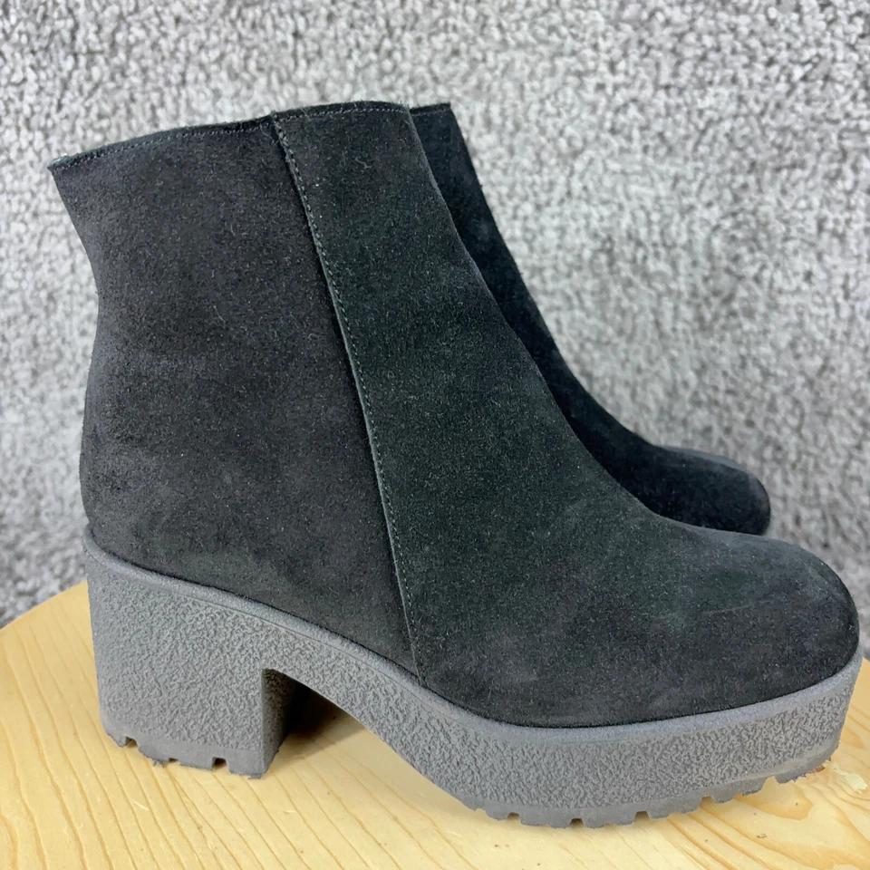 Botas Cordani Mujer Talla 7 Negro Gamuza Plataforma Gruesas Botines Hechas en Italia Foto 3 de 4