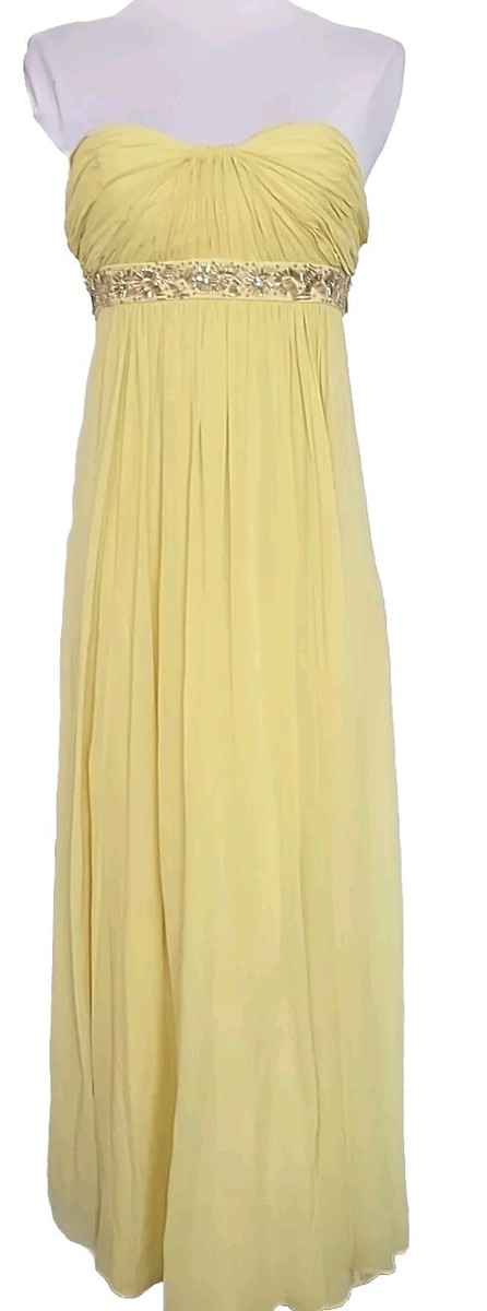 BCBG Y2KYellow Chiffon Silk Full Length Formal Prom Dress Bridesmaid Dress 2