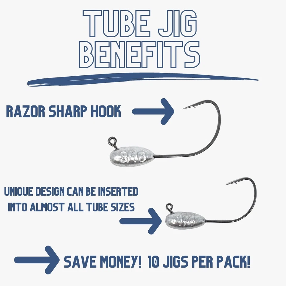 Cabezales de plantilla de tubo de plomo de aparejos de reacción - paquete de 10 - para pesca de tubo de lubina Foto 3 de 3