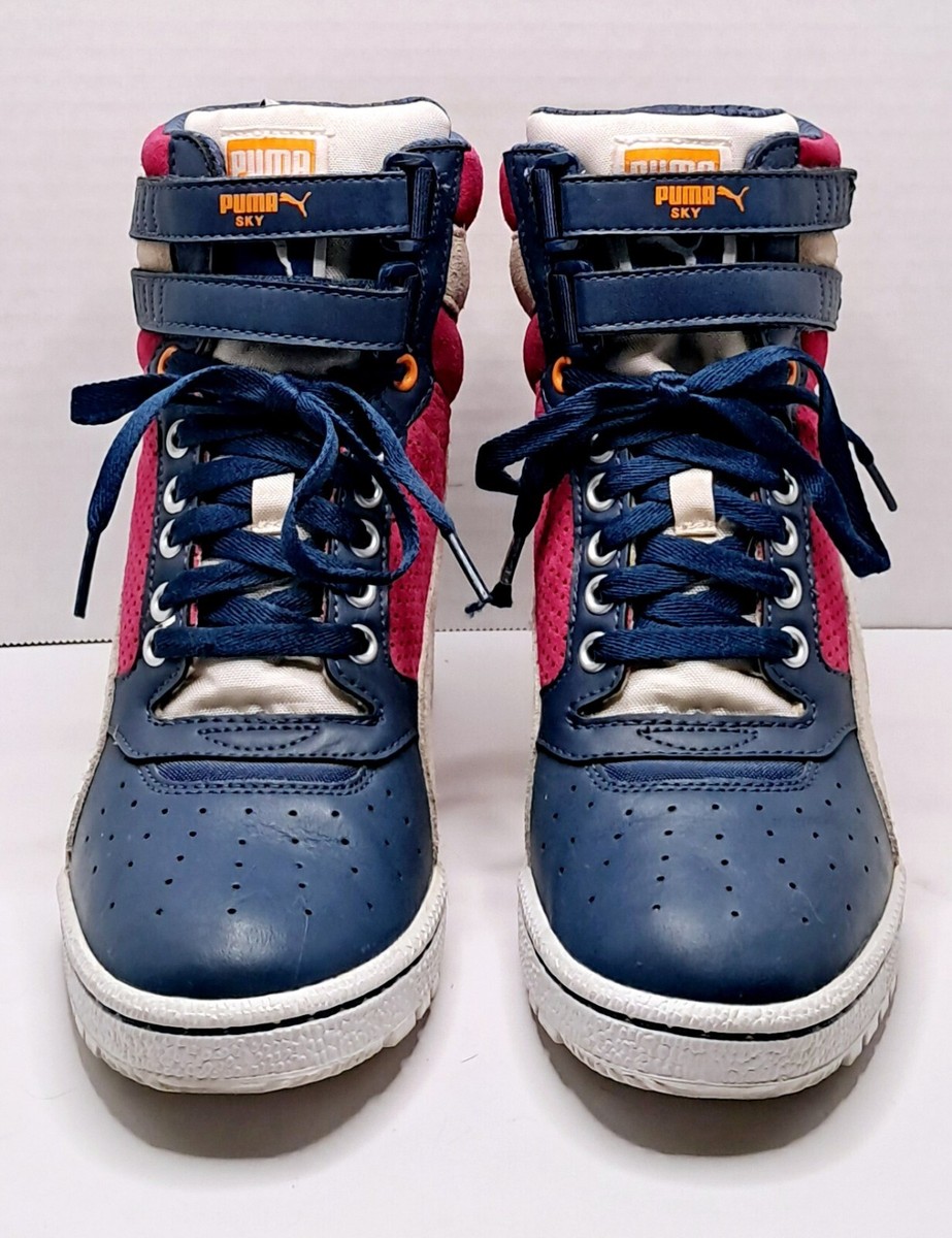 Puma Sky Wedge Dark Denim-Birch High Top Sneakers 355427 01 Puma Sky Wedge Dark Denim-Birch High Top Sneakers 355427 01